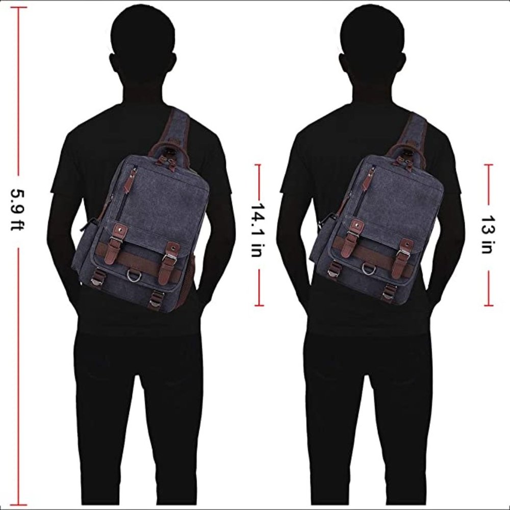 Backpack Canvas Messenger Bag Sling Bag Cross Body Bag Shoulder Bag Black